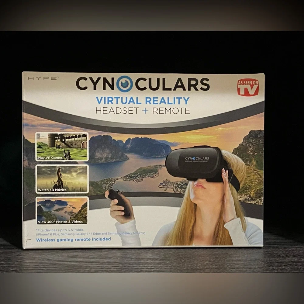 CYNOCULARS Virtual Reality Headset + Remote Brand New